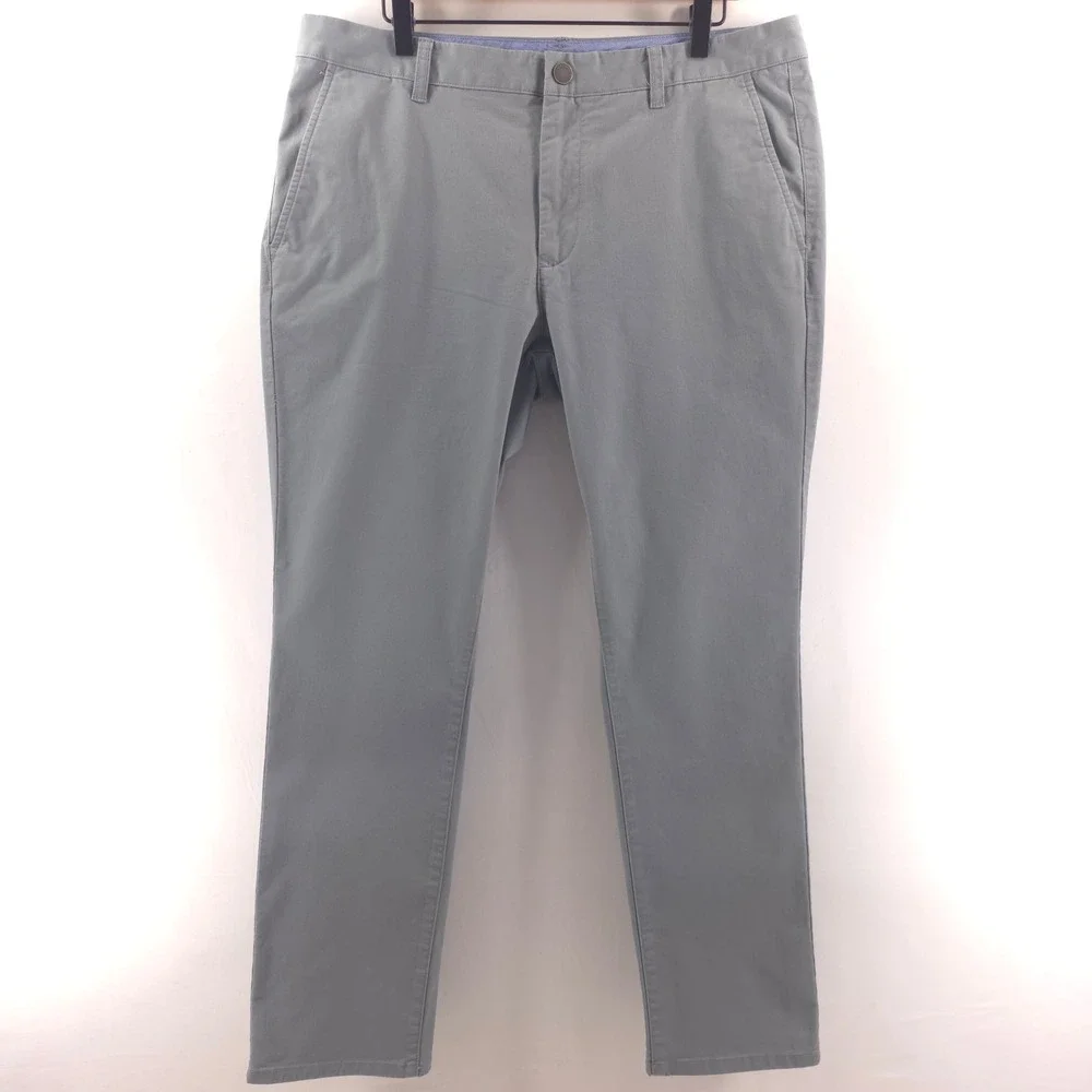 Bonobos Mens Chino Pants 38x29 Grey Slim Straight‎ Cotton Twill Trousers